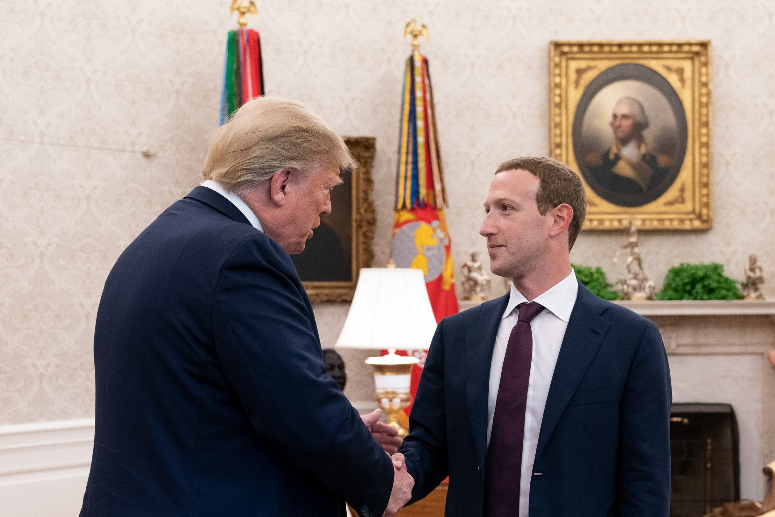 Mark Zuckerberg, CEO of Facebook, meeting former US President Donald Trump