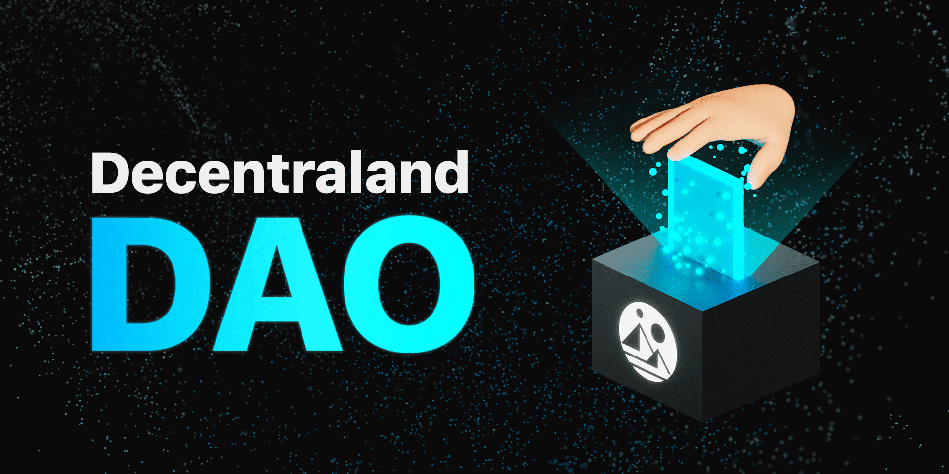 The Decentraland DAO involves hands pushing energon cubes into voting boxes.