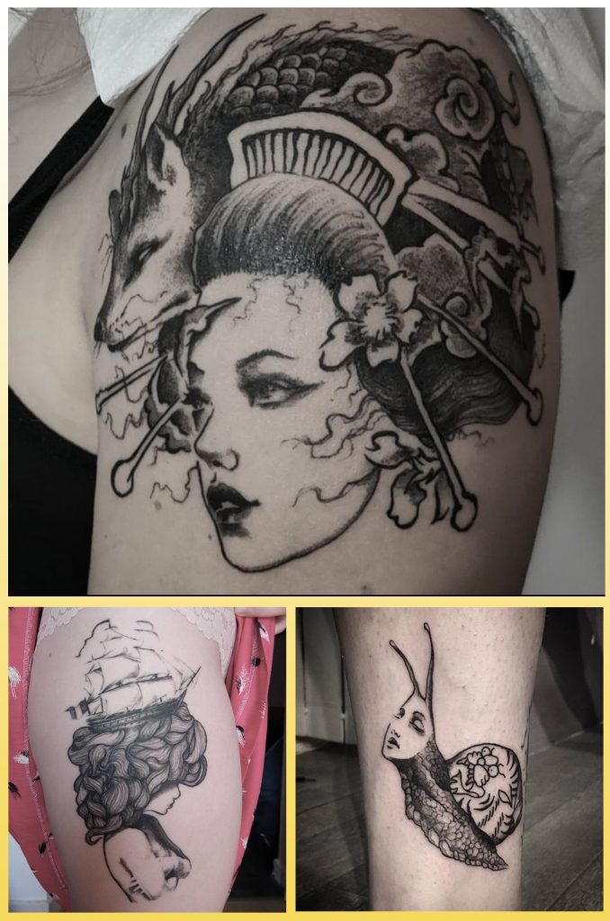 Some of the artist's tattoo work