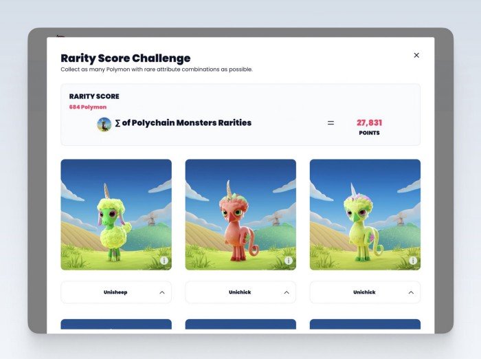 Polychain Monsters Rarity Score Challenge