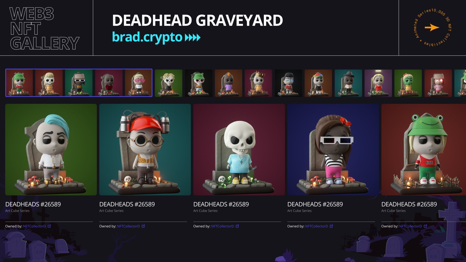 DeadHeads Gallery with Unstoppabale Domains graveyard