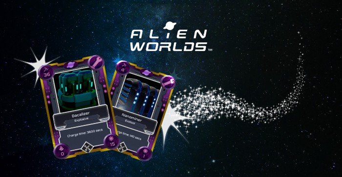 AlienWorlds NFT trading card game blockchain playtoearn