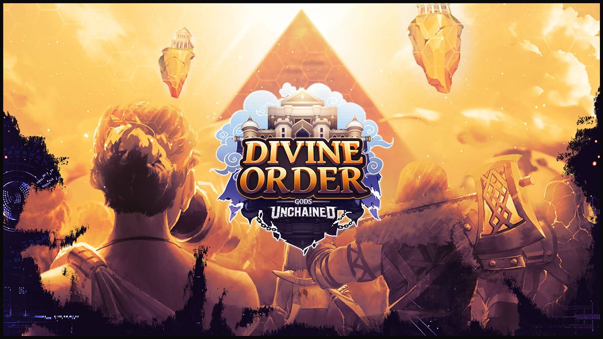 Poster Gods Unchained Divine Order blockchain trading card game 