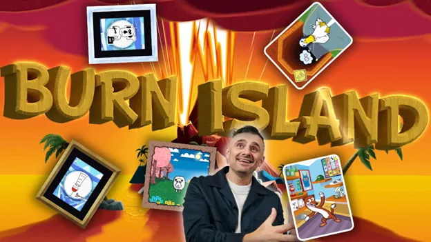 A picture of Gary Vee's Burn Island announcement poster, with the entrepreneur himself in the picture