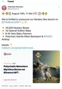 Polychain Monsters Mystery Boxes energising Binance NFT Marketplace