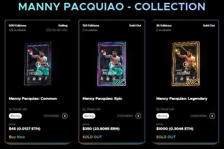 Various NFTs in Manny Pacquiao's collection