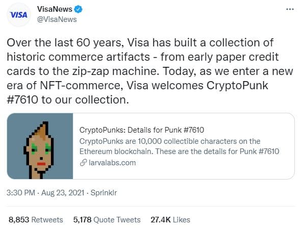 Visa's tweet