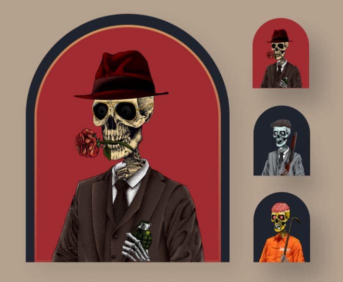 Skeleton mobsters of Al Cabones NFT collection