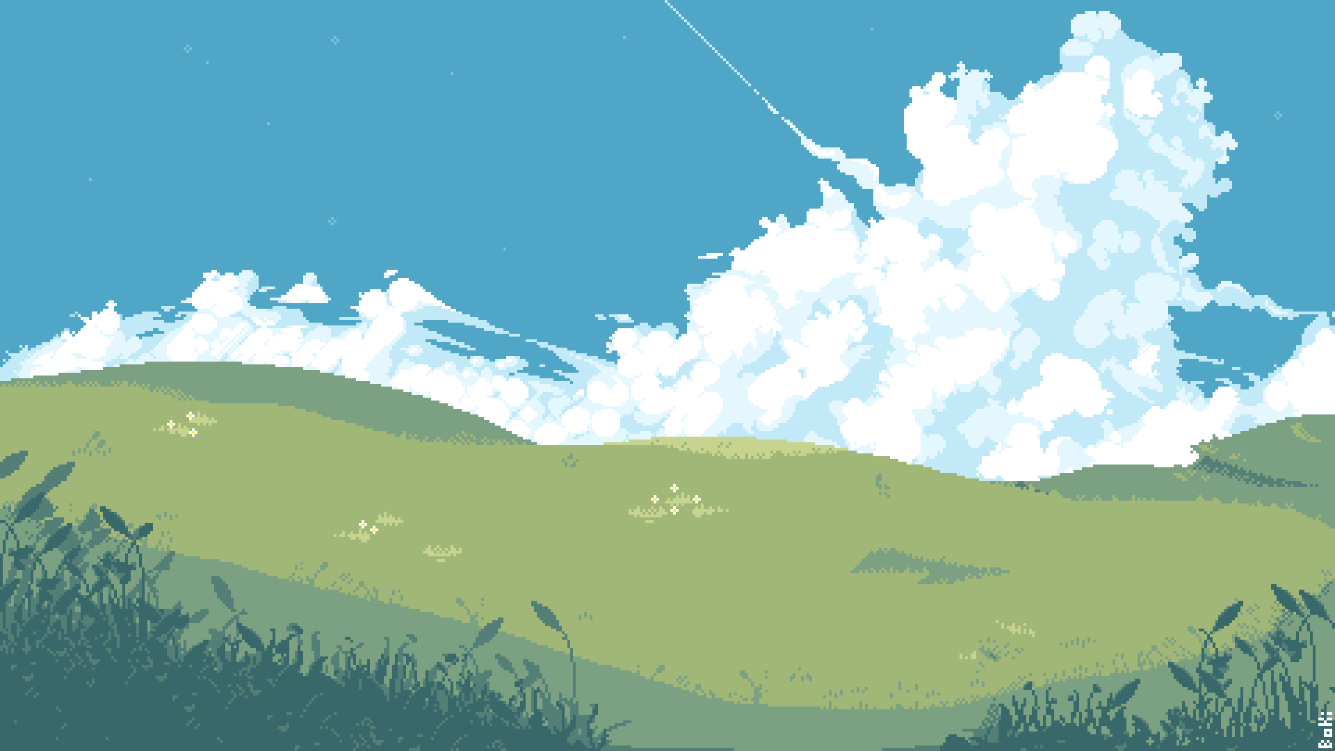Pixel art of a landscape by BokiBokiPixelArt, used without permission by Epic Hero Battles.