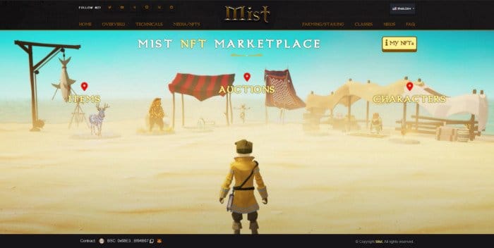 Blockchain game Mist's NFT marketplace