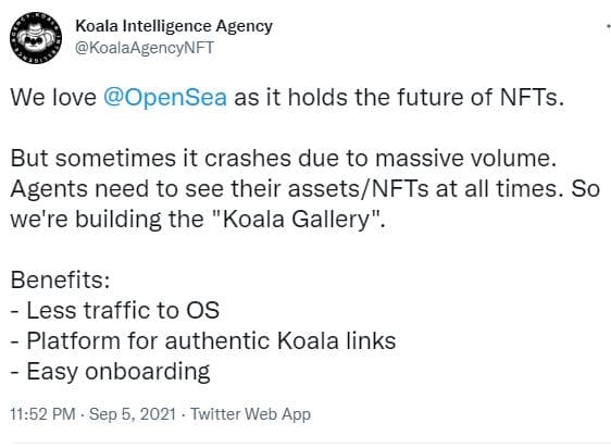 Koala Intelligence Agency tweet