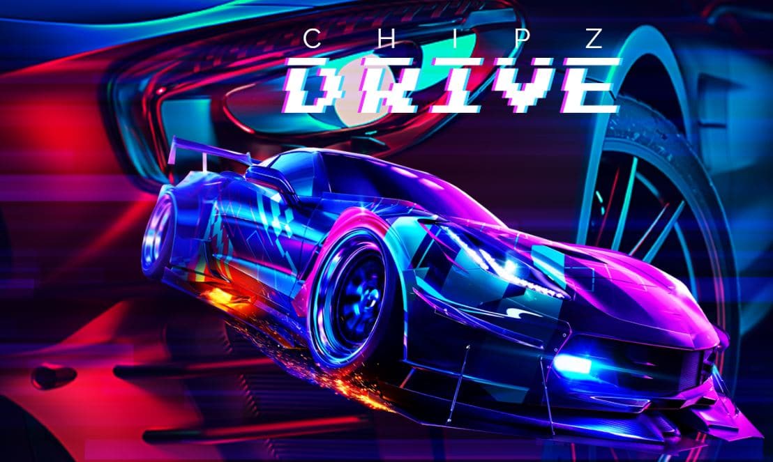 Official poster of the ChipzDrive limited NFT collection featuring a supercar