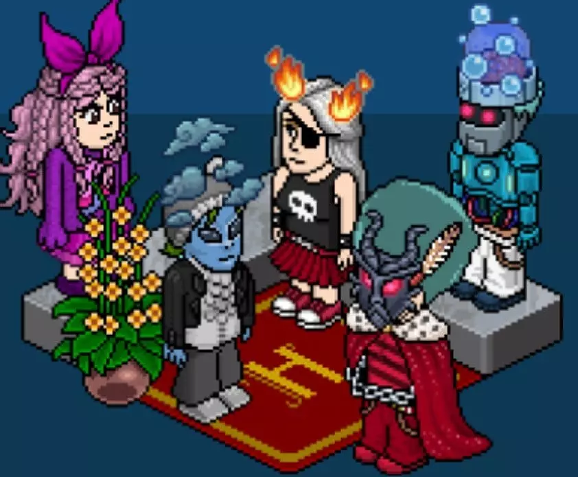 image featuring five avatars from the latest Habbo NFT collection