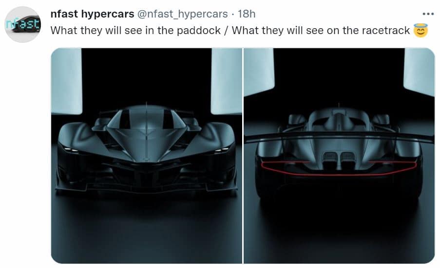 screenshot including details of the first NFT hypercar model designed by nfast hypercars via Twitter