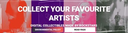 white text on colored background reading collect your favourite artists