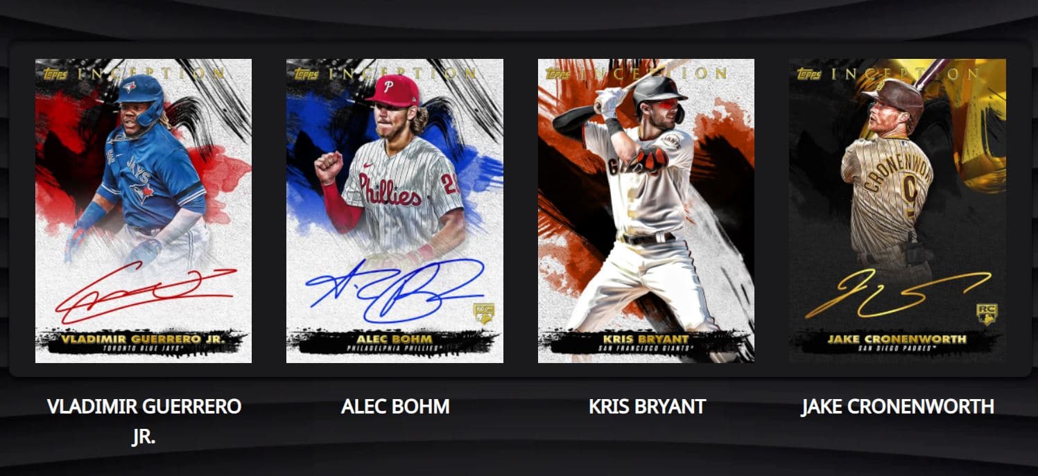 Screenshot of the ToppsNFT Inception MLB Collection trading cards