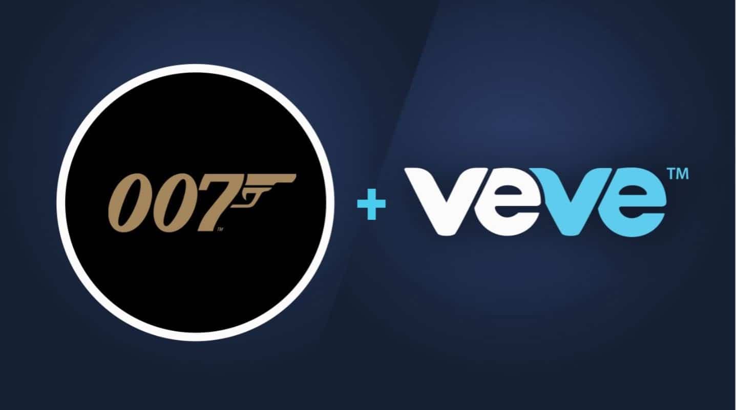 Image featuring the two logos of James Bond 007 and Veve NFT platform