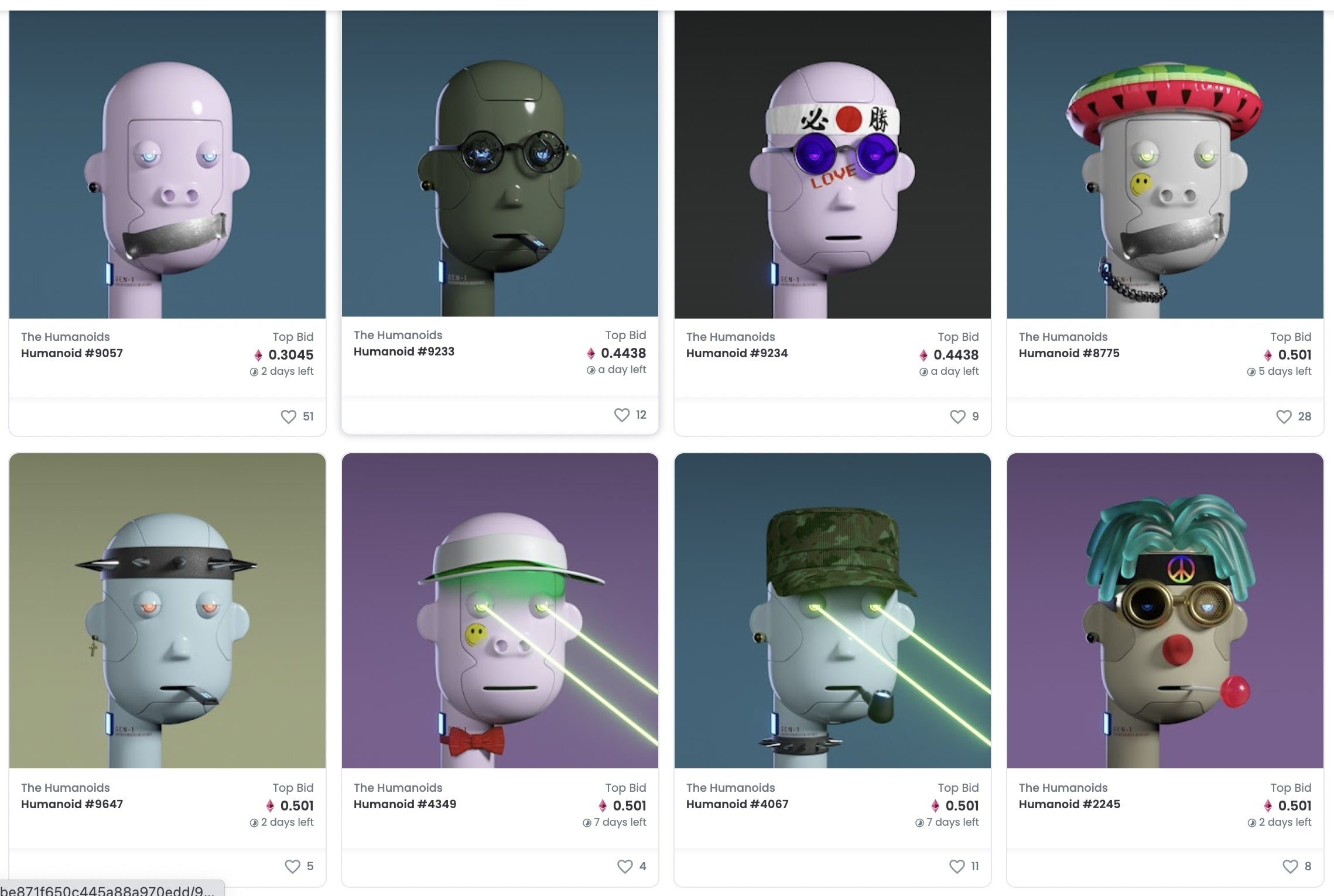 The Humanoids NFT collection on NFT marketplace OpenSea