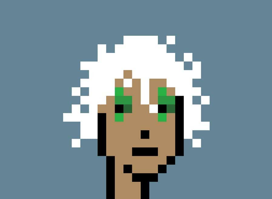 Crypto Punk with green eyes and white hair