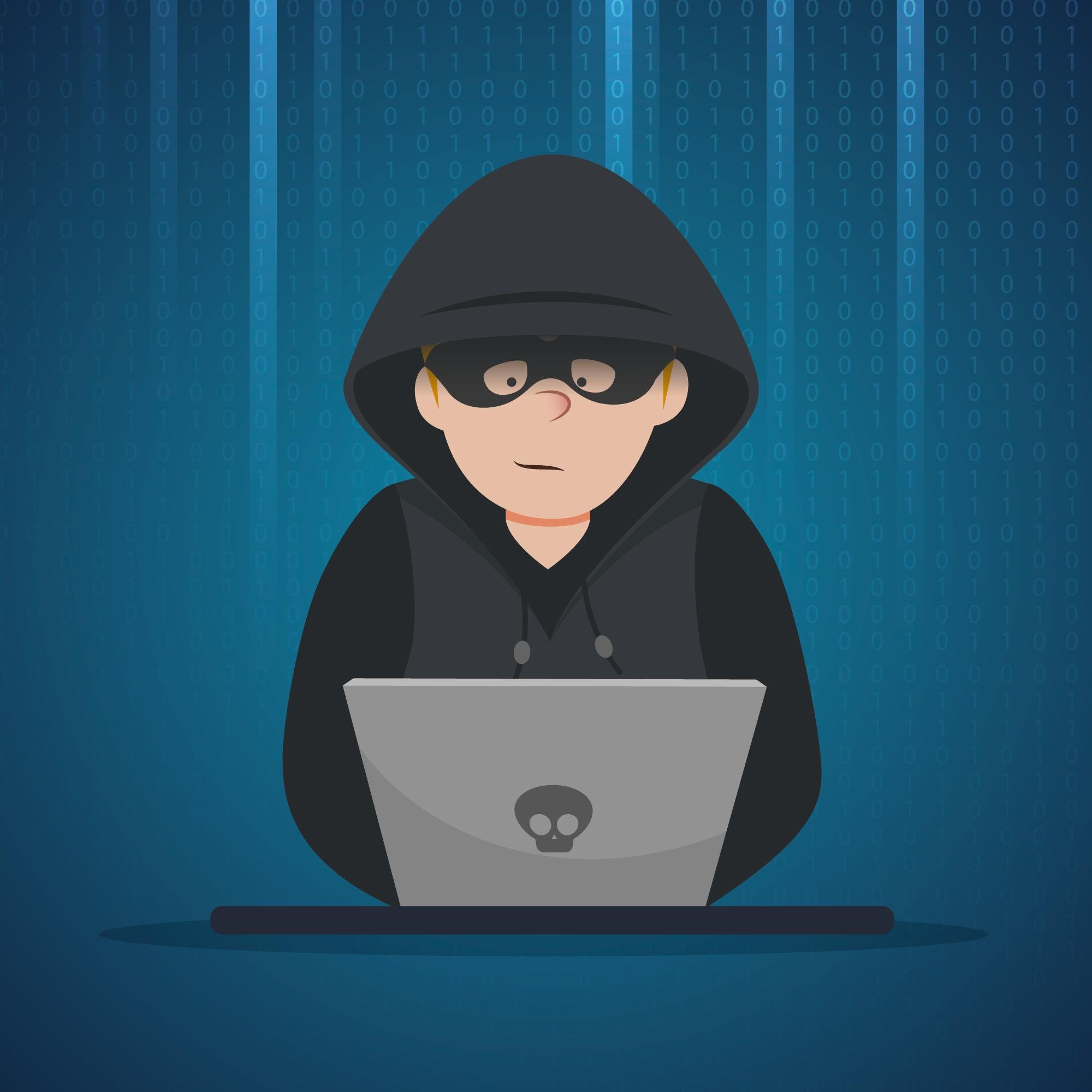 Image of a digital thief on a computer