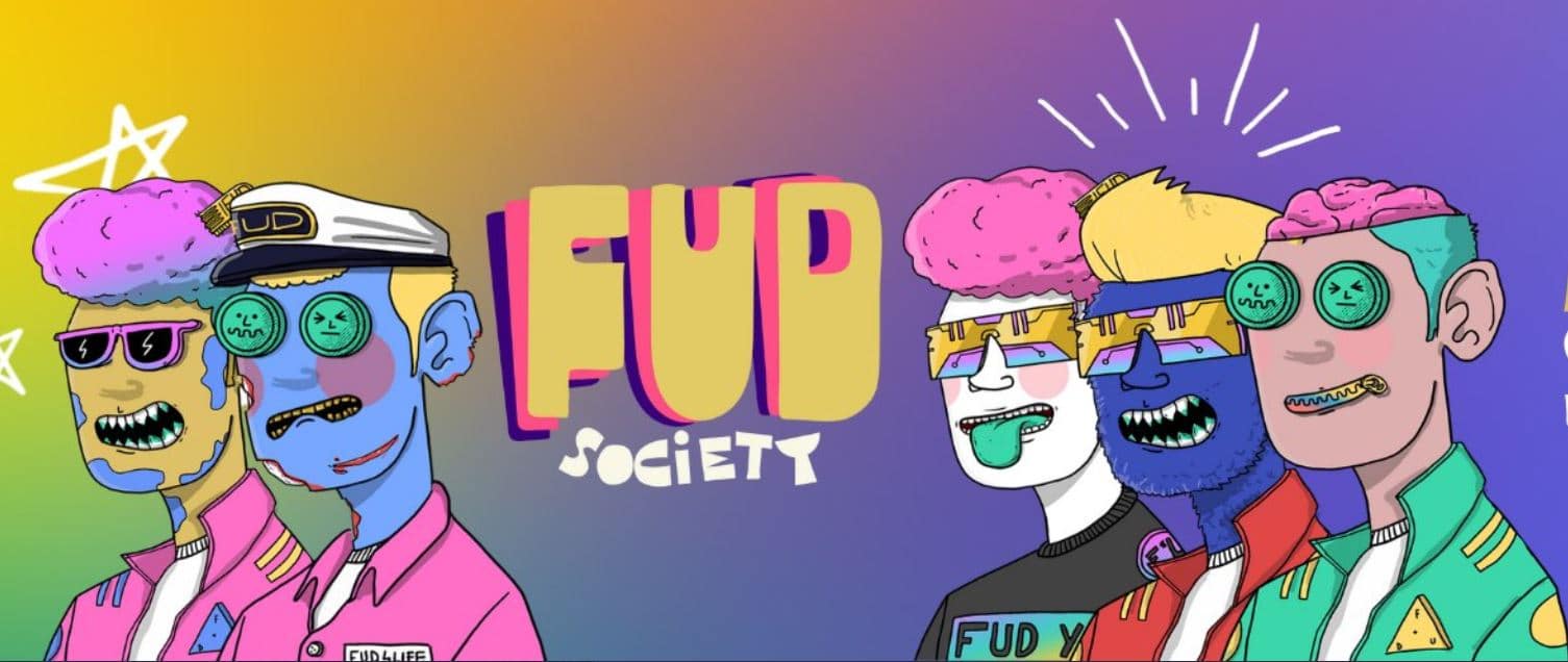Image featuring five Fud Society NFT characters