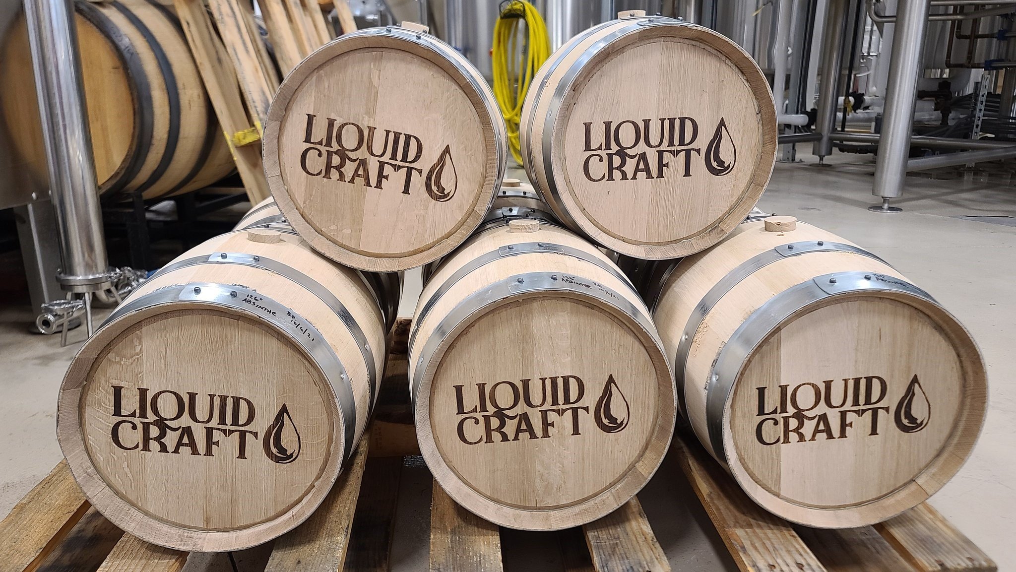 Picture of five Liquid craft Barrels, probably containing Bourbon