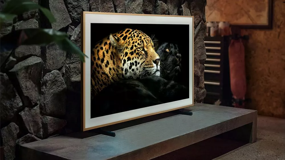 Samsung's The Frame TV displaying a leopard non-fungible token