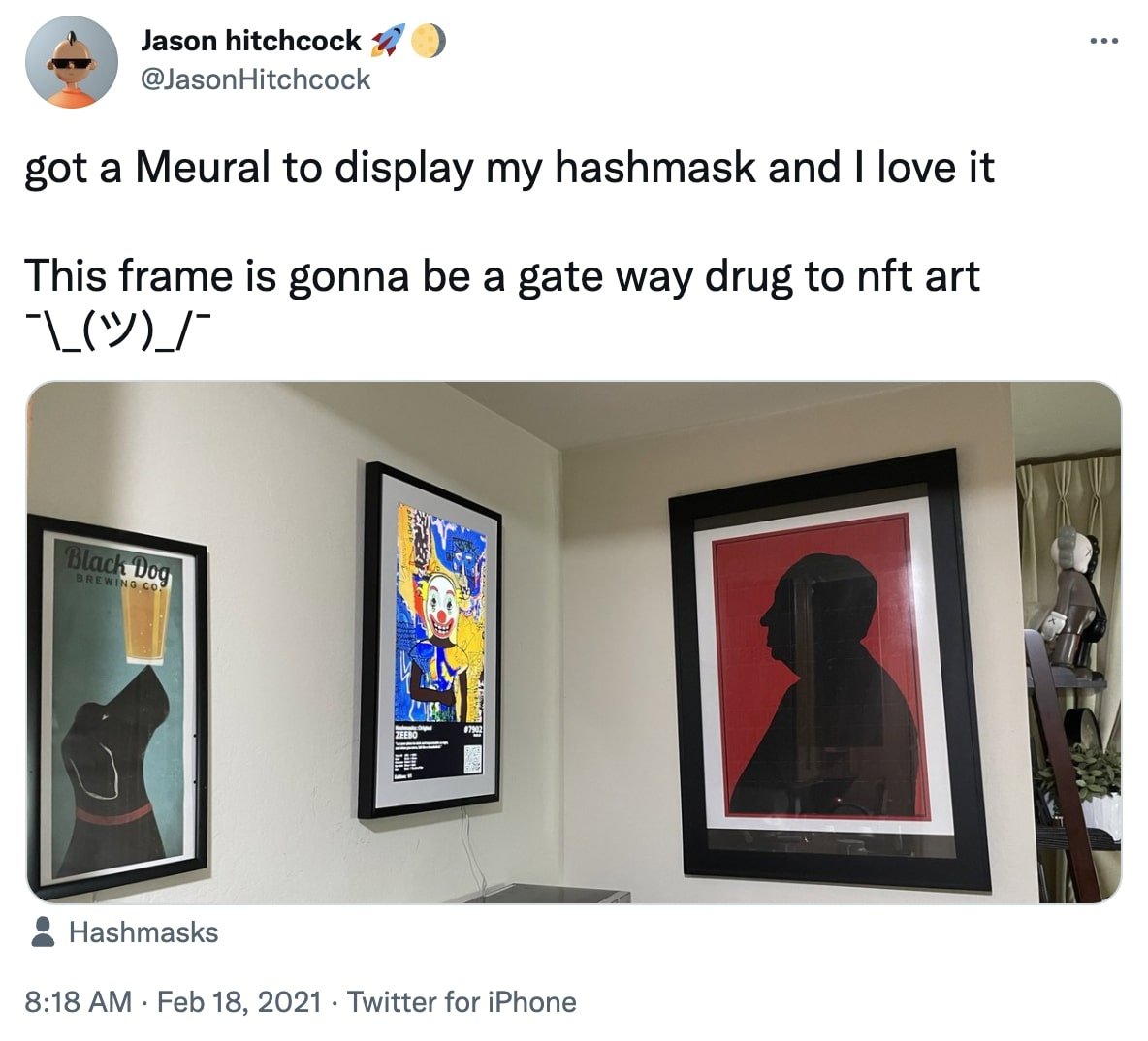Tweet about Meural NFT display frames