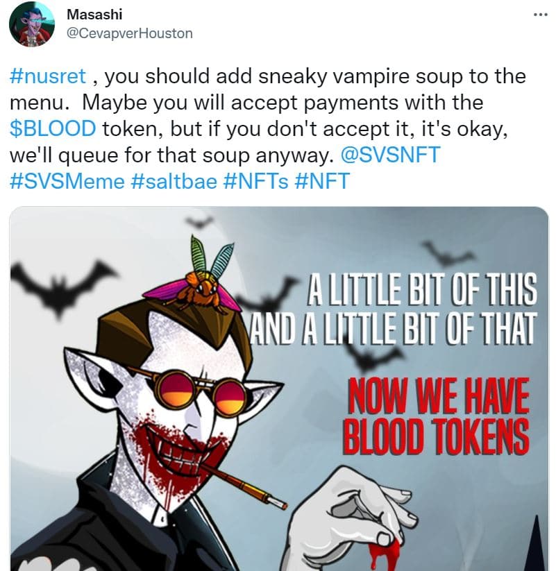 Screenshot of a SVS $BLOOD Token announcement via Twitter