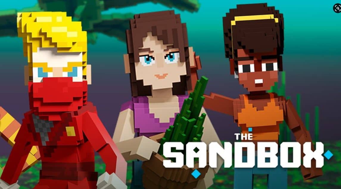Image featuring three characters from The Sandbox as the SAND token increases