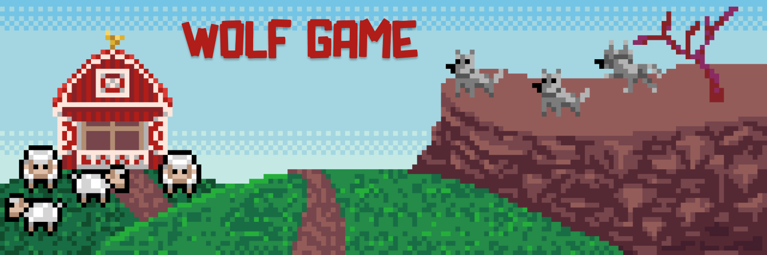 An 8-bit promo image of a farm for Wolf Game