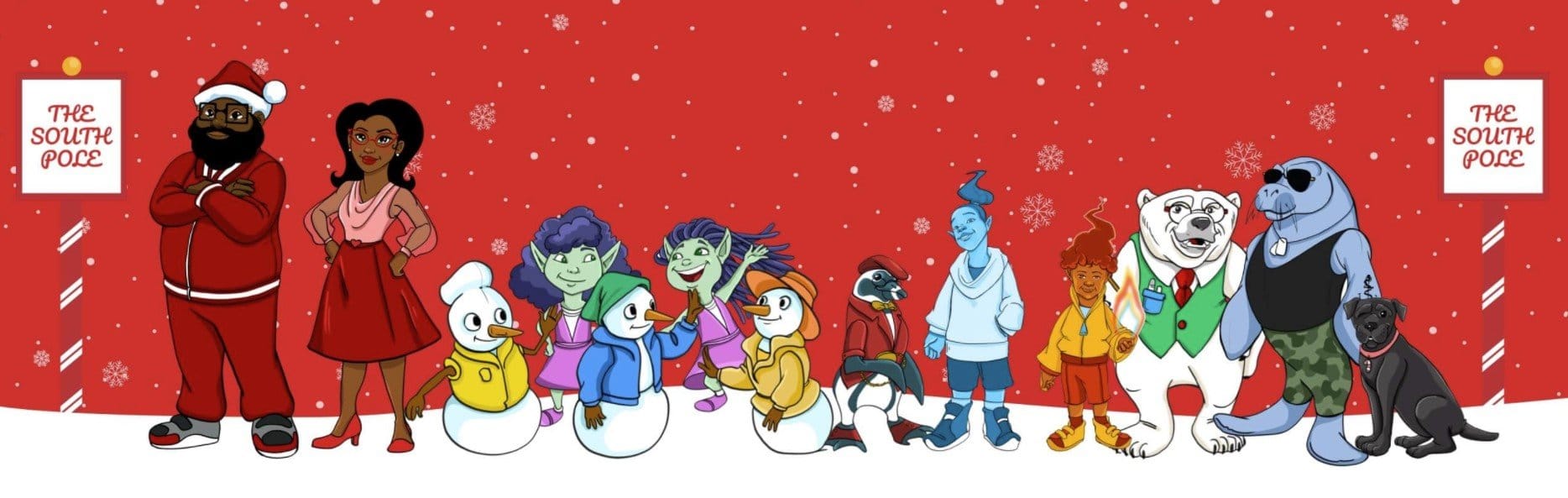 Screengrab from Black Santa Website Showing cast of characters