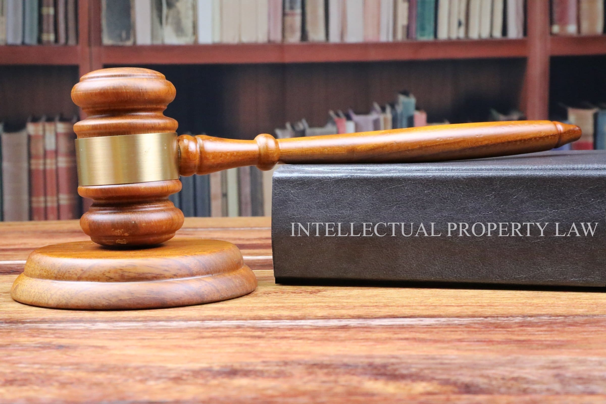 Image of a gavel and a book of intellectual property law