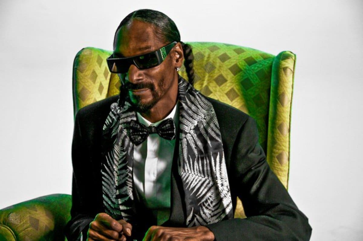 Portrait, of one of the most loved celebrities in the NFT Community, Snoop Dogg, sitting in a velvet chair
