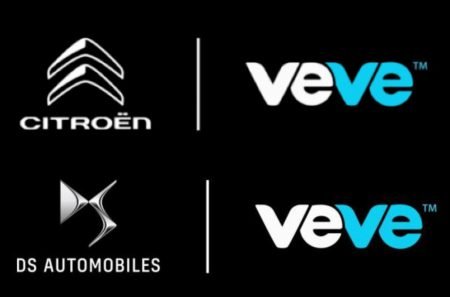 Logos for VeVe's new partnerships with Citroën and DS Automobiles