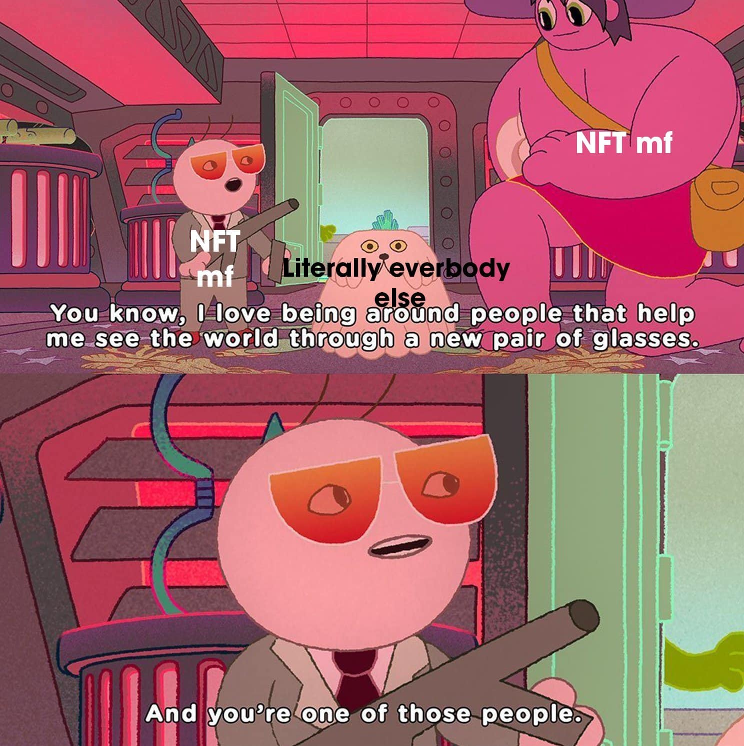NFT degens vs normal people meme
