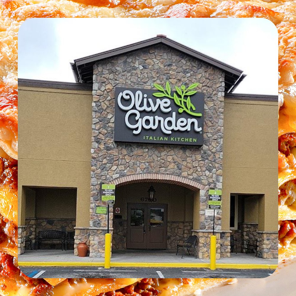 An image of one of the Non-fungible Olive Gardens NFT showing an olive garden store front