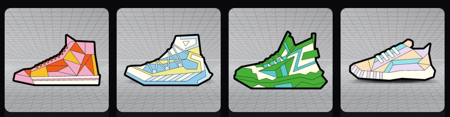 Image of four NFT sneakers used for move-to-earn