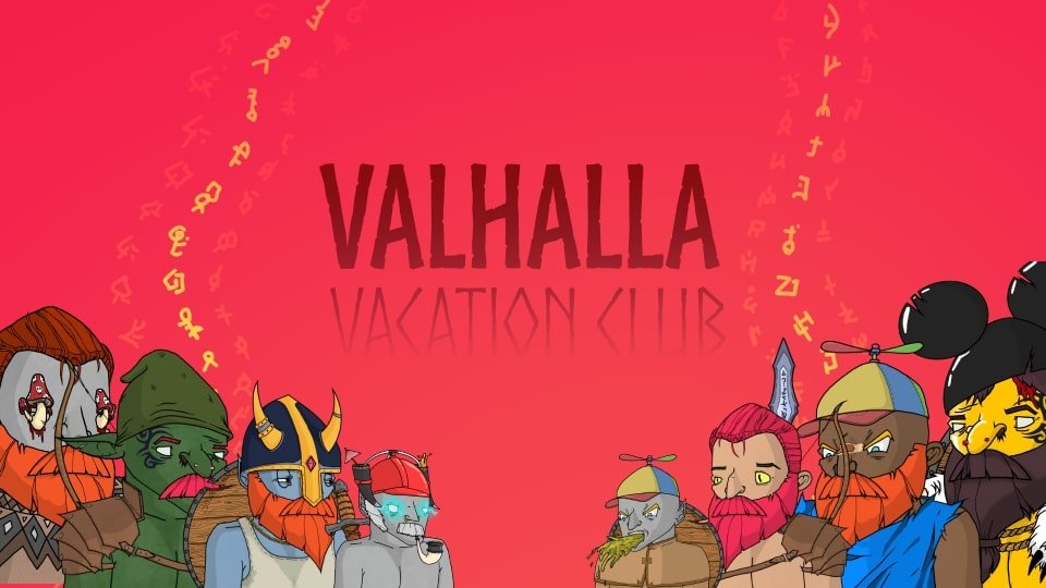 Valhalla Vacation Club NFT collection's banner featuring Vikings