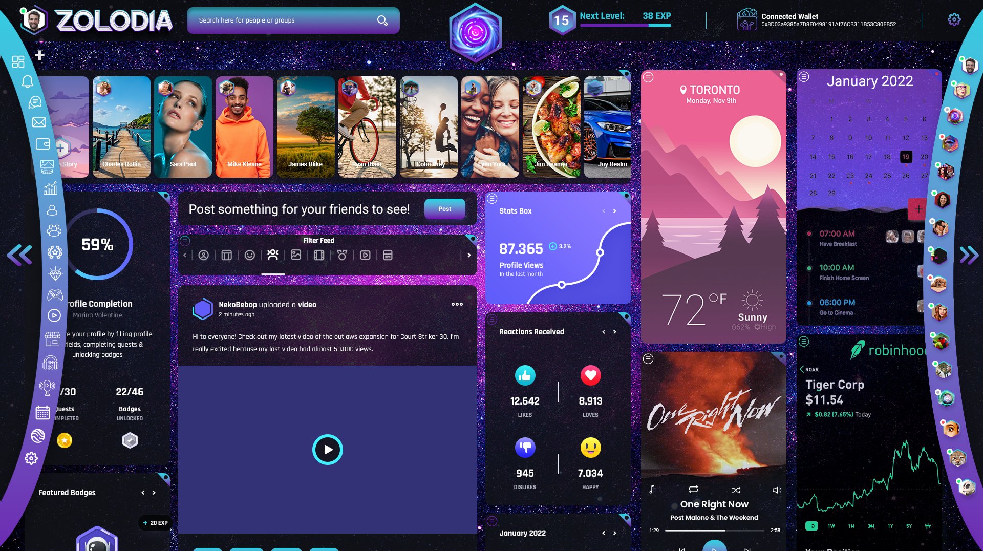 screenshot of the Zolodia multiverse platform