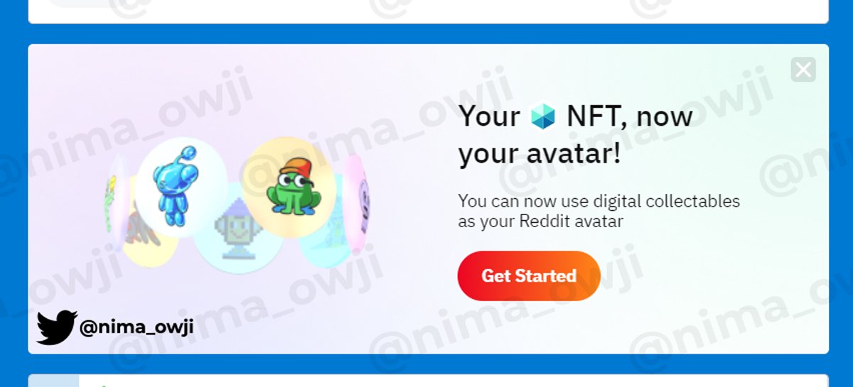 Test banner from Reddit testing out NFT PFPs