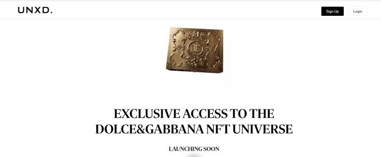 Dolce & Gabbana 'DGFamily Golden Box' NFT on the website with text written in black color