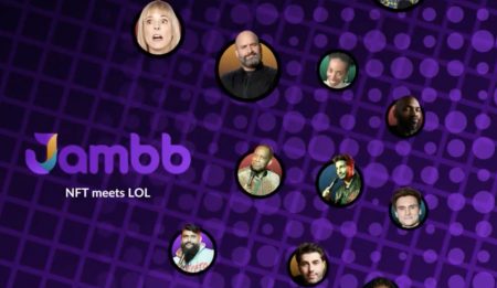 Comedy collectibles platform Jambb's logo and icons of comedians