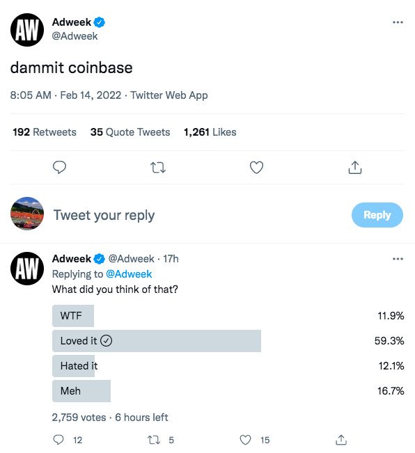 Poll about Coinbase Super Bowl Ad