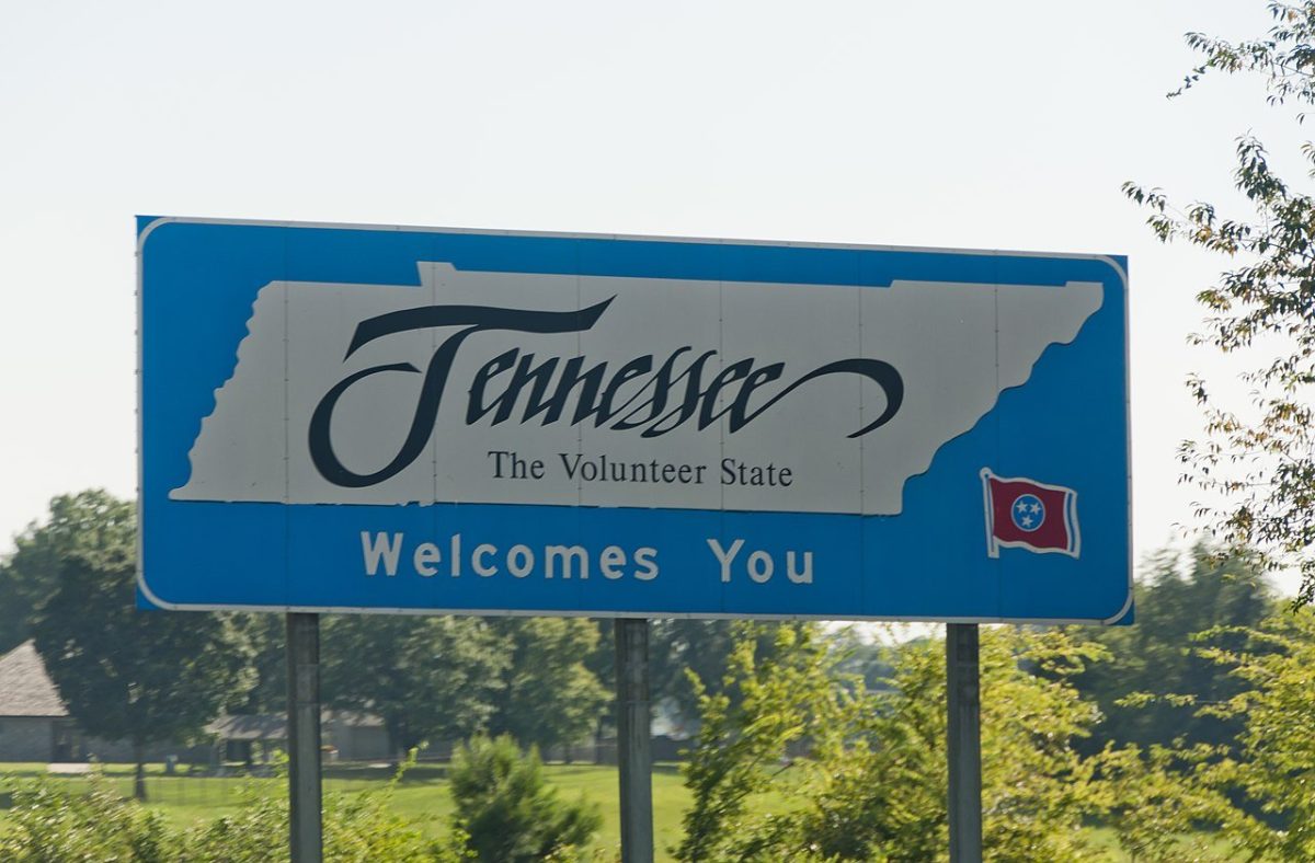 photograph of a Tennessee welcome road sign, NFTs Crypto
