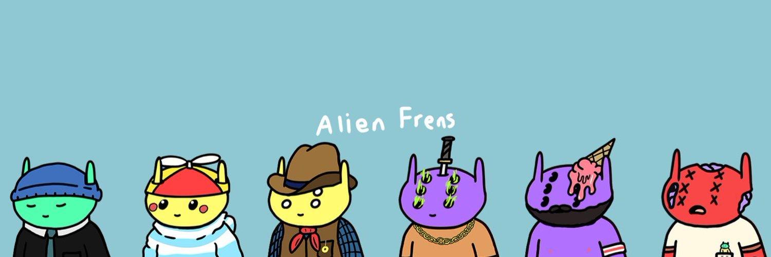 alien frens Twitter banner featuring NFT characters