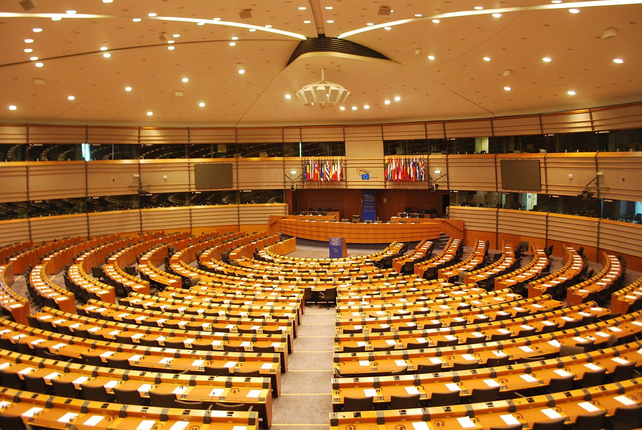 The hemicycle at the EU parliament building