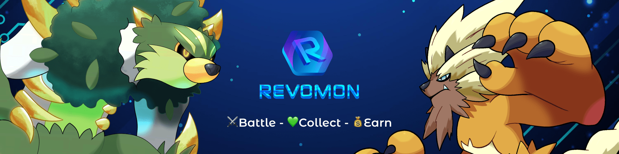 Two Pokémon VR Revomon avatars on a poster