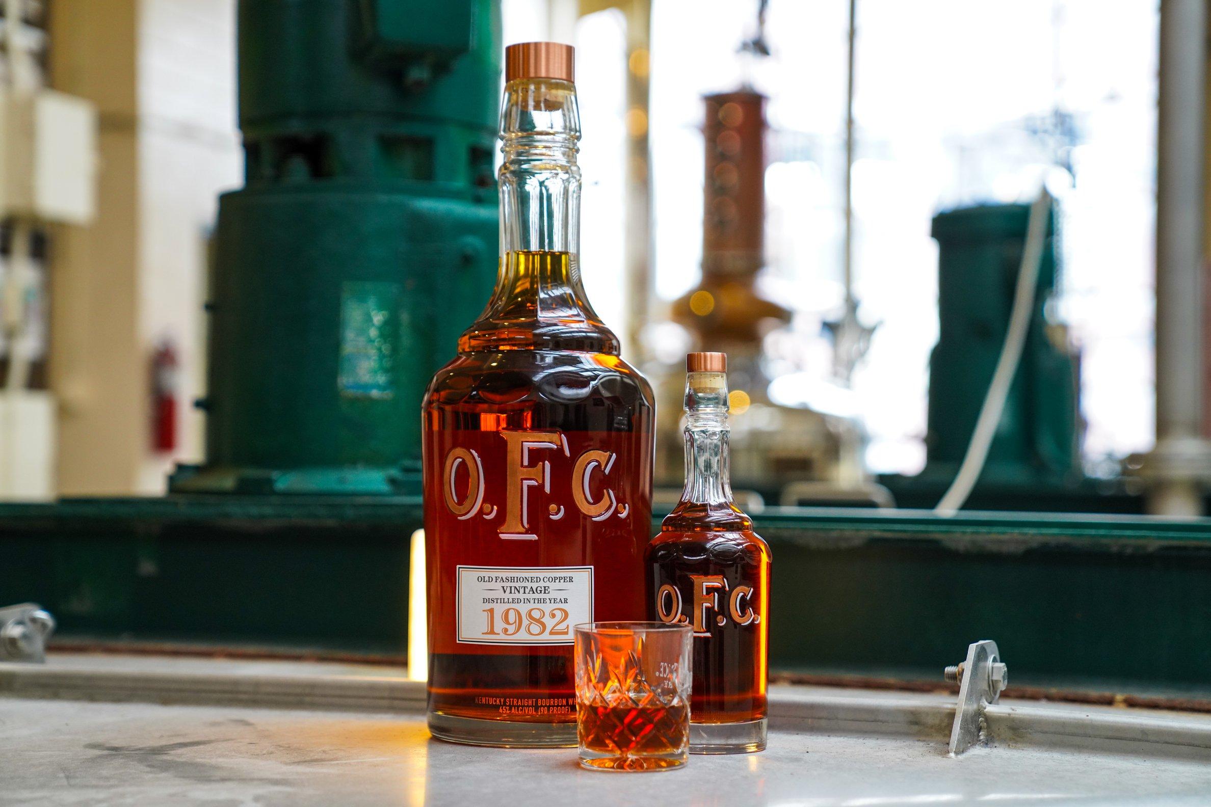 A bottle of 1982 vintage OFC Buffalo Trace Bourbon whiskey