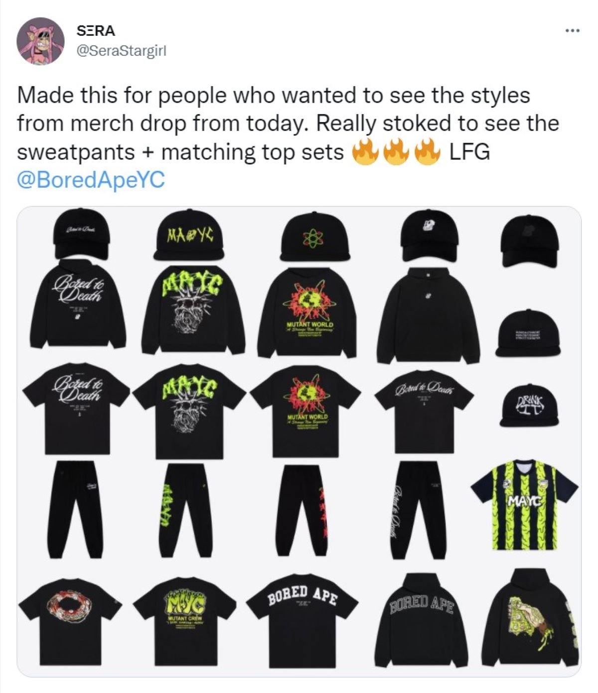 Image of different BAYC merch items